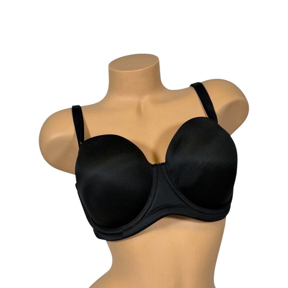 Cacique Multi-Way Strapless Underwire Bra Black 42C Convertible Clear Straps NEW